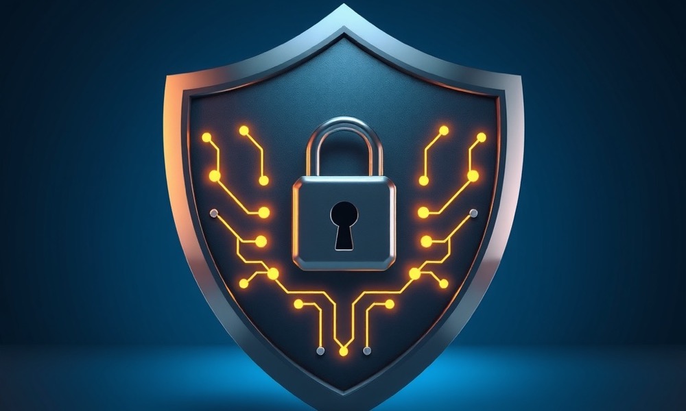 Online Casino India privacy policy india page with metallic shield with a padlock and glowing circuit lines